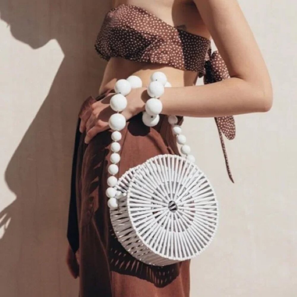 Cult Gaia White Circular Shoulder Bag